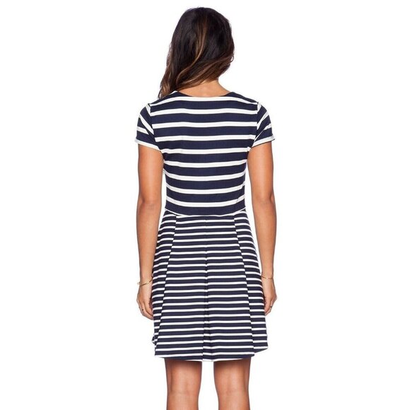 NWT Joie Chikara in Navy Blue & Porcelain Stripe Fit & Flare Dress L $258 - Picture 3 of 4
